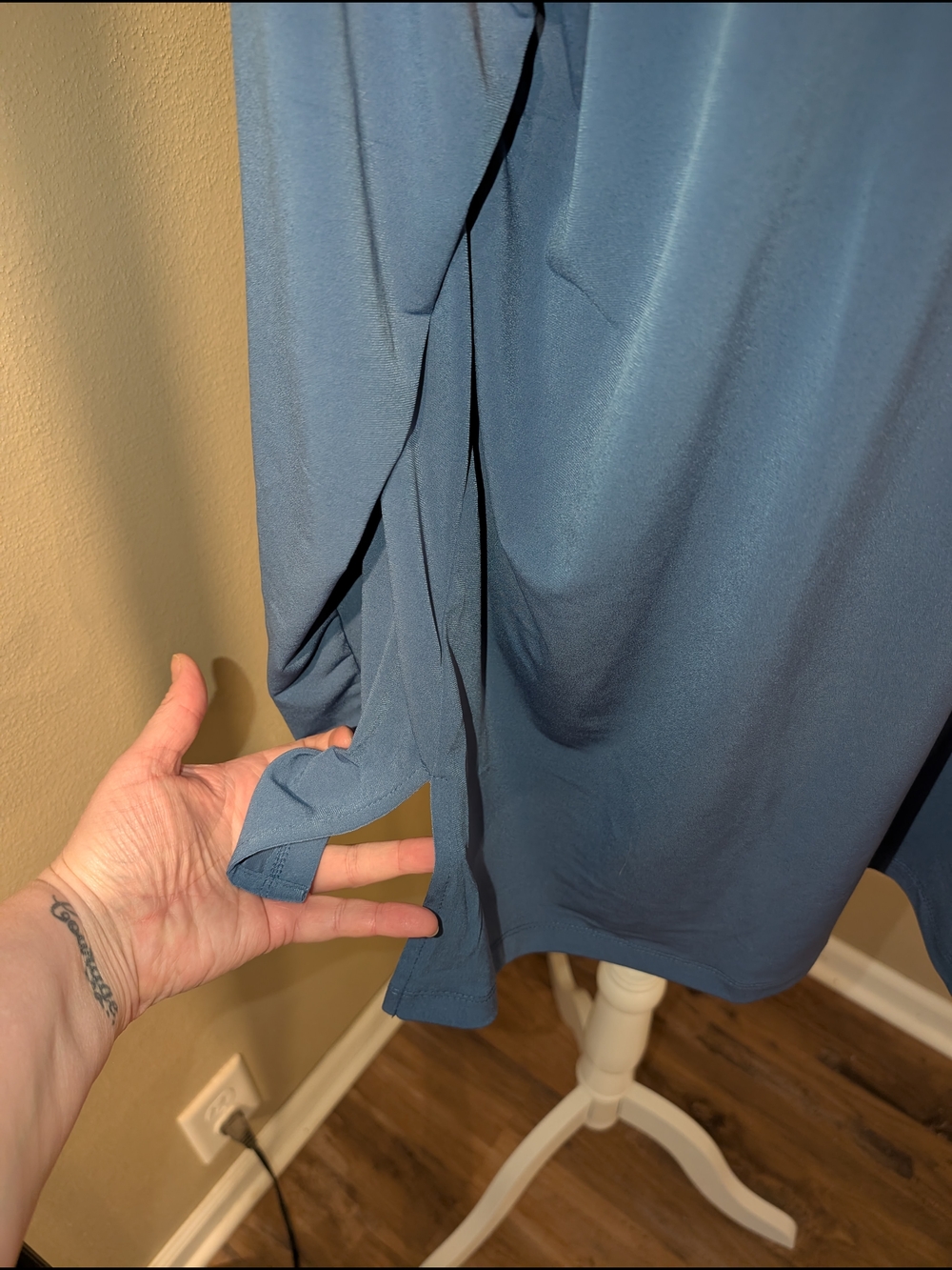 Susan Graver Relaxed V-Neck Long Sleeve Top - Slate Blue - Picture 5 of 6